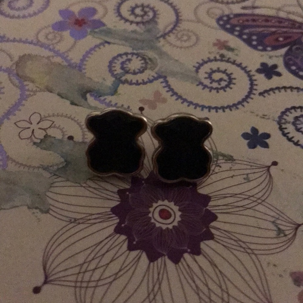 TOUS Black Onyx Bear Sterling Silver Earrings!